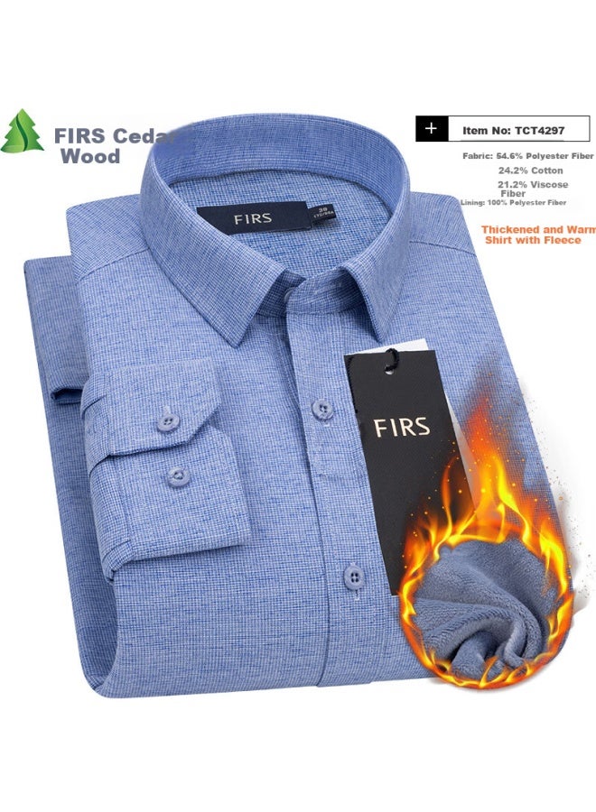 Firs Fleece-lined Shirt For Men, Middle-aged Business Casual Thick Warm Shirt, Model 4297 Fleece Version, Size 40 - Image 1