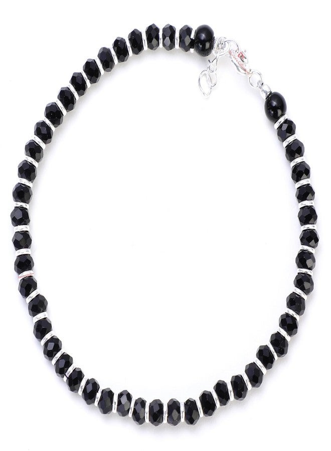 DHRUVS COLLECTION 925 Silver Nazariya Bracelet with Black Crystals Beads for Girls, Boys, Men & Women - 6.25 Inches - Image 1