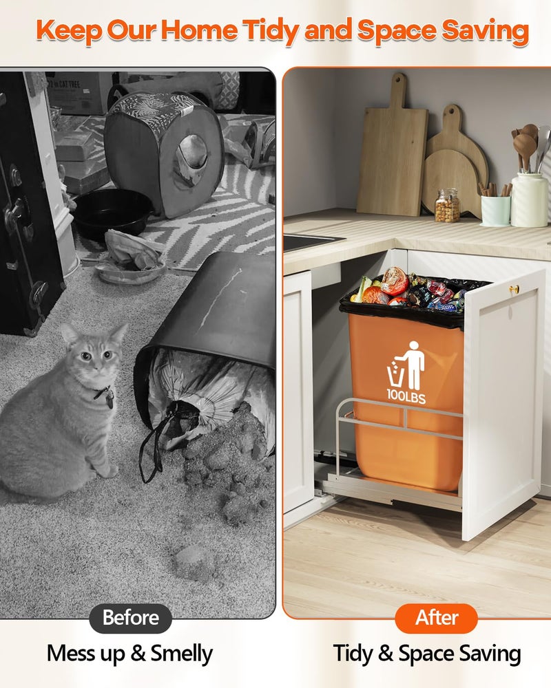 LIONONLY Pull Out Trash Can Under Cabinet Kit with Soft-Close Slides(Trash Bin Not Included), Under Sink Garbage Can Pull Out, for Kitchen, Sink, Drawer, Required Minimum Cabinet Size(12" W X 18" D) - Image 4