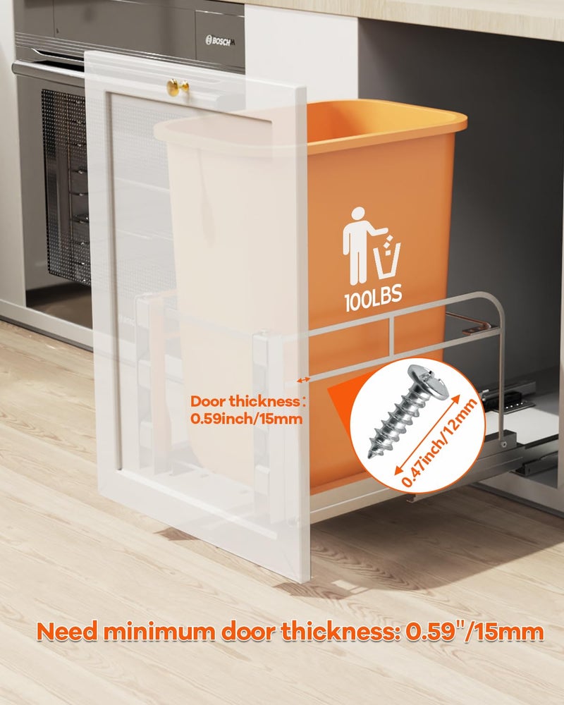 LIONONLY Pull Out Trash Can Under Cabinet Kit with Soft-Close Slides(Trash Bin Not Included), Under Sink Garbage Can Pull Out, for Kitchen, Sink, Drawer, Required Minimum Cabinet Size(12" W X 18" D) - Image 3
