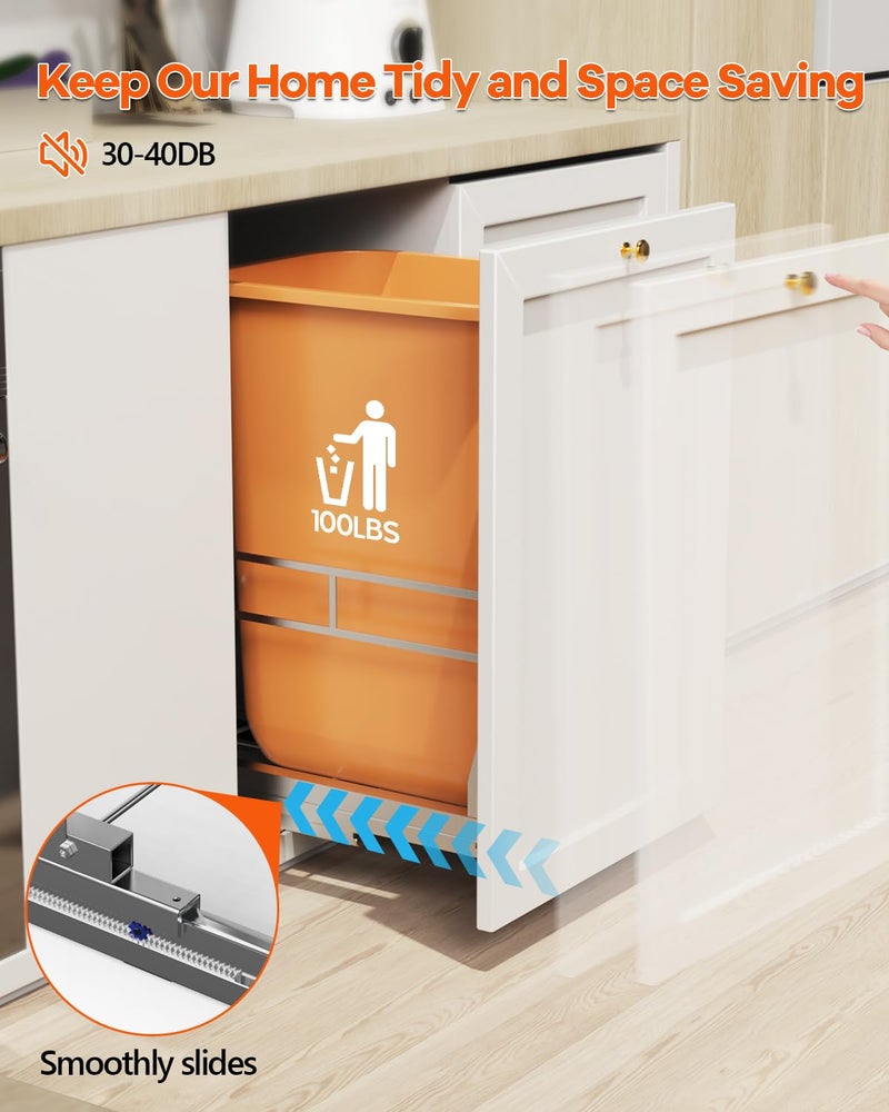 LIONONLY Pull Out Trash Can Under Cabinet Kit with Soft-Close Slides(Trash Bin Not Included), Under Sink Garbage Can Pull Out, for Kitchen, Sink, Drawer, Required Minimum Cabinet Size(12" W X 18" D) - Image 5