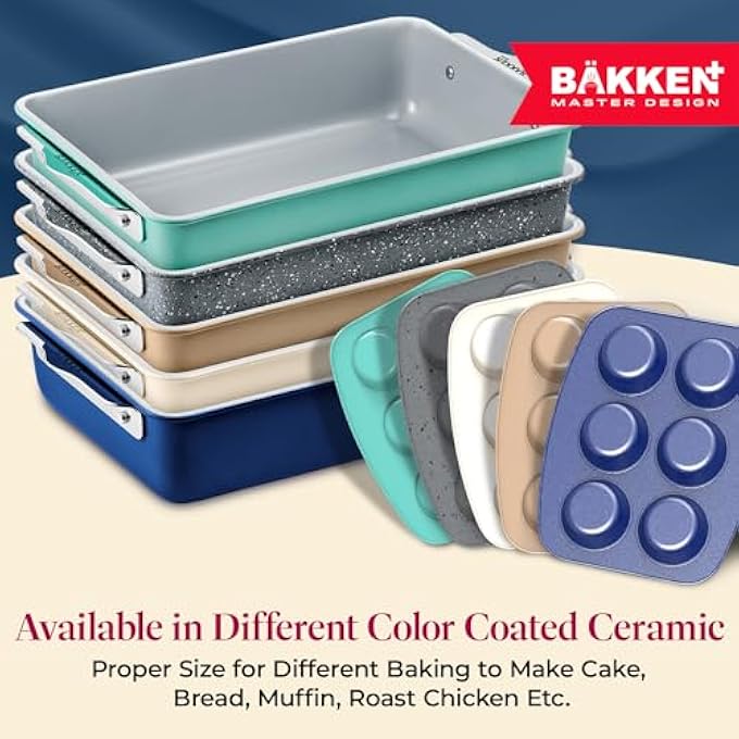 BAKKENMASTER Premium رغيف مقلاة 1 رطل طلاء ألومنيوم سيراميك غير لاصق PTFE PFOA خالي من الحرارة غير سامة 47 × 9 مثالي لخبز كعك الباوند المزيد من الكريمة - Image 5
