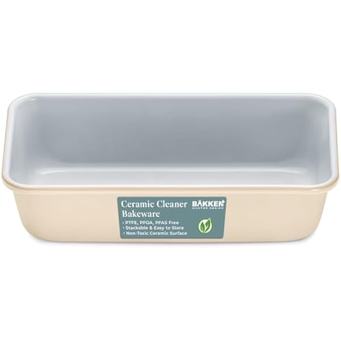 BAKKENMASTER Premium رغيف مقلاة 1 رطل طلاء ألومنيوم سيراميك غير لاصق PTFE PFOA خالي من الحرارة غير سامة 47 × 9 مثالي لخبز كعك الباوند المزيد من الكريمة - Image 2