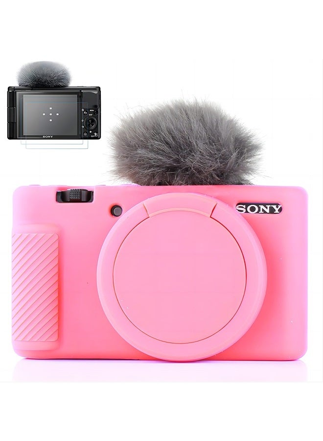 Yisau حافظة كاميرا سوني ZV-1، حافظة كاميرا سوني ZV1 الرقمية المضادة للخدش، حافظة كاميرا DSLR ناعمة ذات مقاس نحيف مع واقي شاشة ZV1 (وردي) - Image 1