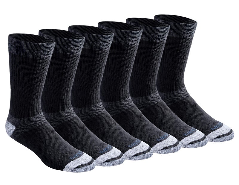 Dickies Men's Dri-Tech Moisture Control Max Full Cushion Crew Socks, Available in M-XL (6, 12 Pairs), Black (6 Pairs), Large - Image 1