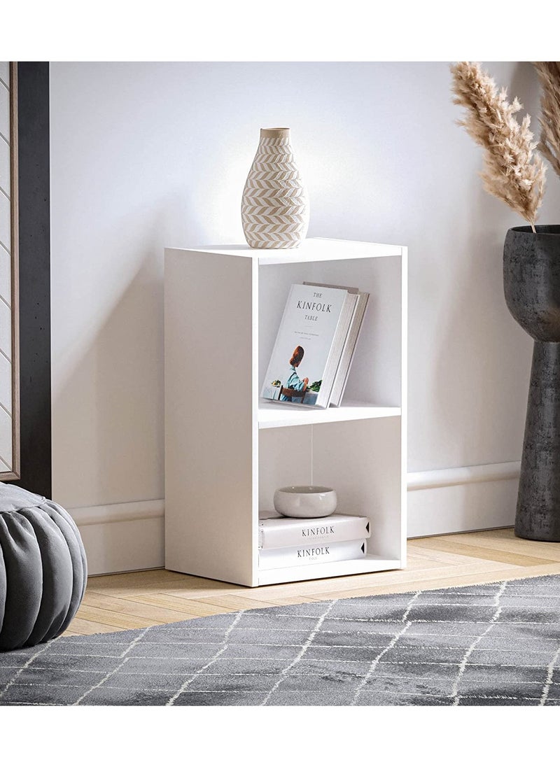MODERN HOME وحدة عرض الكتب والاكسسوارات من الخشب 2-طابق أبيض  - Image 1
