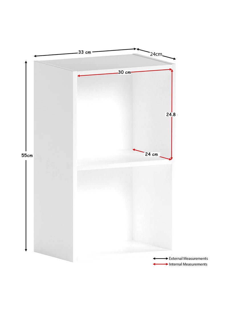 MODERN HOME - Bookcase And Accessory Display Unit Of Wood 2-Tier White - Image 1