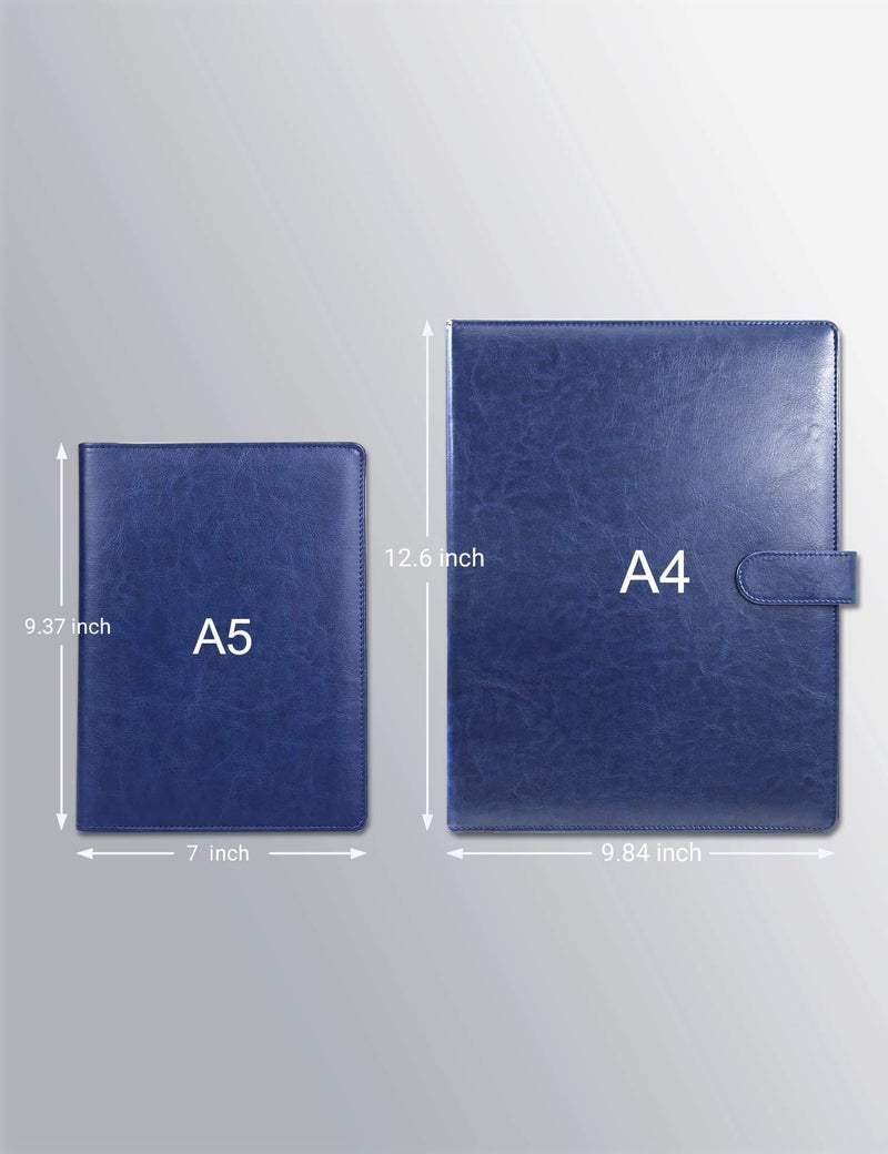 Mymazn Small Padfolio Clipboard A5 Folder for Writing Pad Refillable 5 x 8 Note pad, Mymazn Faux Leather Clipboard Folder Junior Size Portfolio 5x8 Folio Clip Board (Blue) - Image 2
