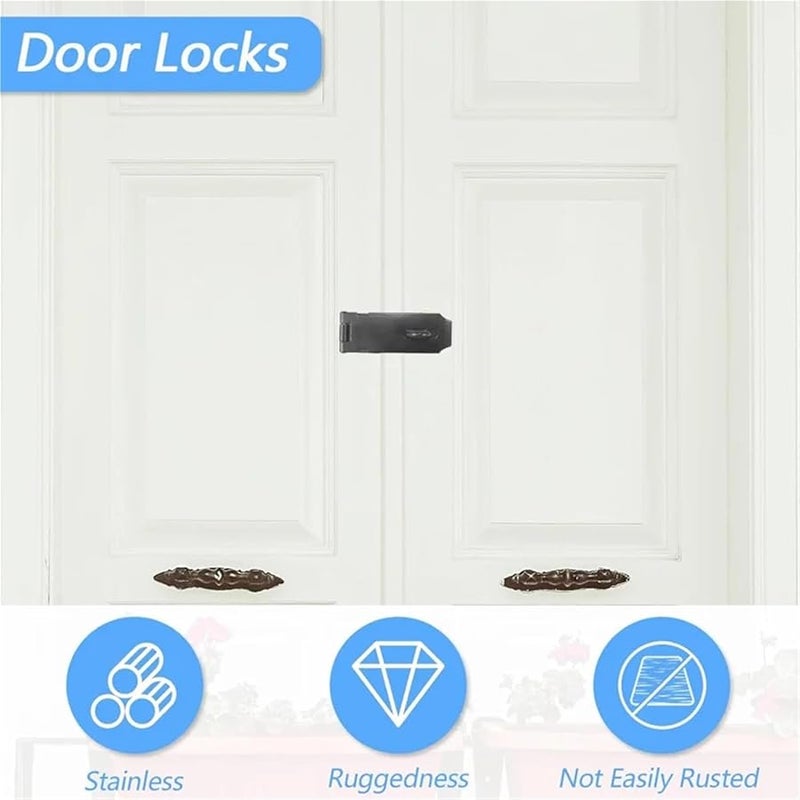 304 Stainless Steel 4 Inch Door Lock Hasp 2 Pack with Screws for Doors Cabinets Safety - Image 5