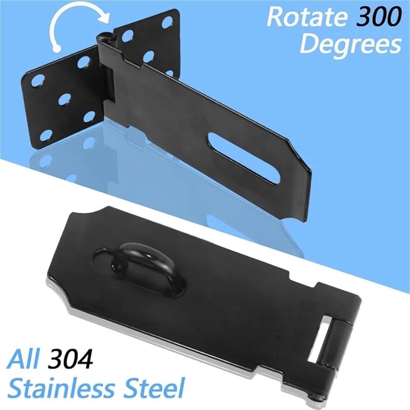 304 Stainless Steel 4 Inch Door Lock Hasp 2 Pack with Screws for Doors Cabinets Safety - Image 4
