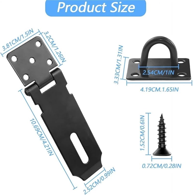304 Stainless Steel 4 Inch Door Lock Hasp 2 Pack with Screws for Doors Cabinets Safety - Image 3