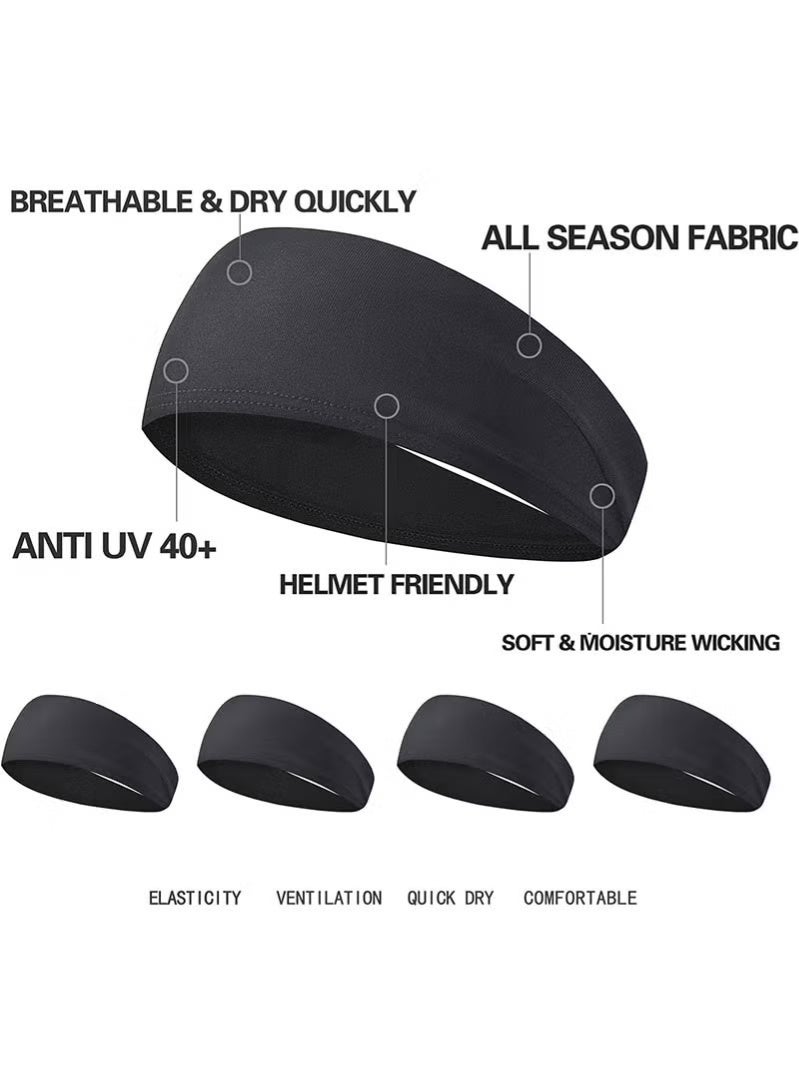 5 Pack Sports Headbands for Men, Moisture Wicking Workout Headband, Sweatband Headbands for Running, Cycling, Football, Yoga, Hairband for Women and Me - Image 5