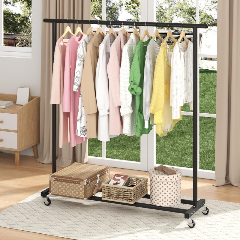 Buzowruil Metal Rolling Clothing Rack Adjustable Freestanding Garment Organizer with Wheels, Space-Saving Design for Home, Closet, Office, or Retail,Black - Image 4