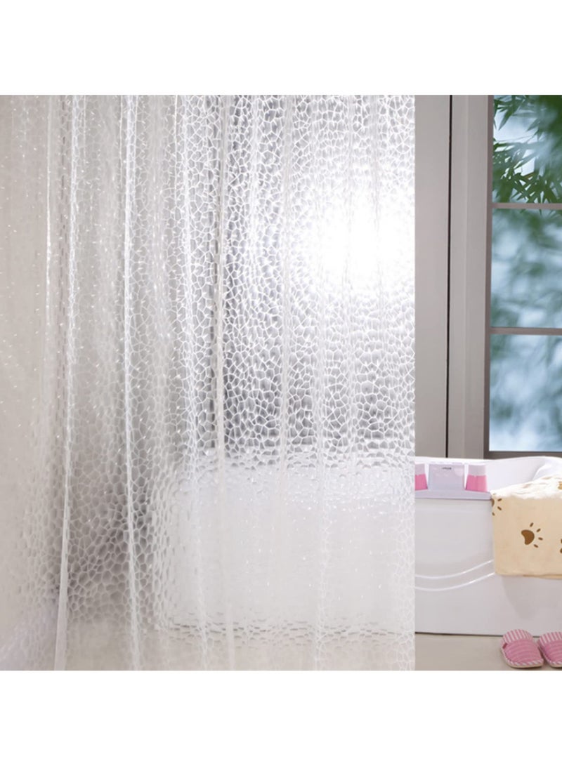 Clear Shower Curtain Bathroom Screen Thickened 3D Transparent Waterproof with Hooks EVA Home Supplies Mildew Stain Resistant Bath Curtain for Modern Decor 1.8x1.8m - Image 1