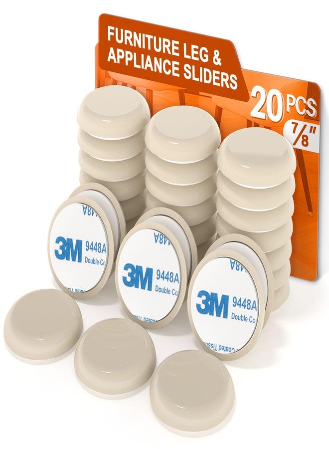 RUSIDO Appliance Sliders for Kitchen Appliances 20PCS, Self Adhesive Small Appliance Slider Compatible with 3M Adhesive, Furniture Chair Sliders, Easy to Move and Save Space - 7/8 inch (22mm) Beige - Image 1