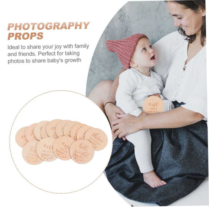 14 Wooden Month Cards Odorless Growth Props for Newborn Milestone Photography - Image 4
