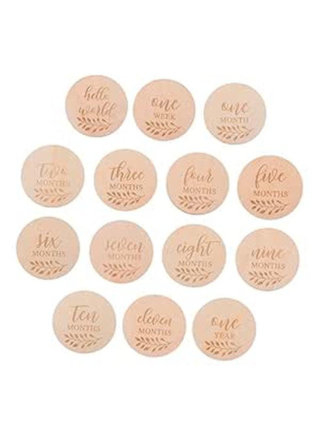 14 Wooden Month Cards Odorless Growth Props for Newborn Milestone Photography - Image 1