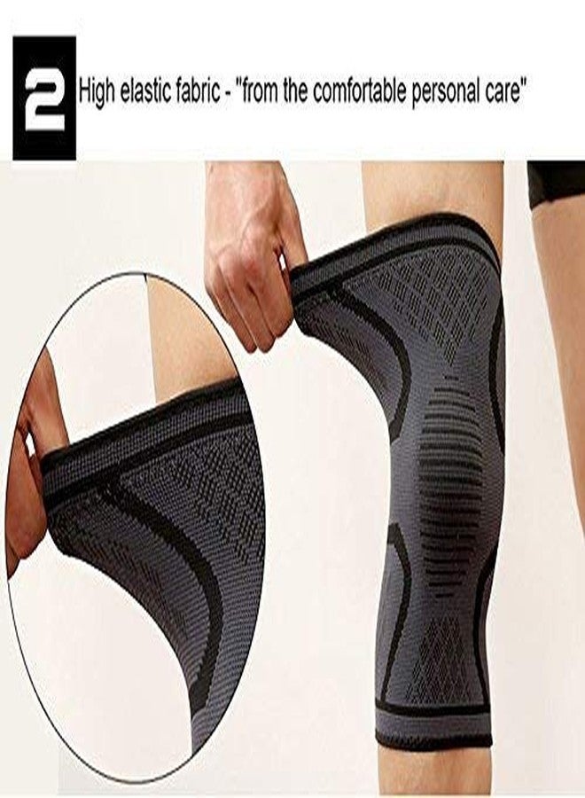 JERN® Nylon Elastic Compression Sport Kneepad for Gym Running Cycling, single Pcs (Blue, Medium) - Image 4