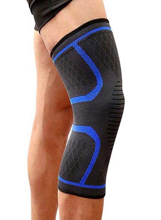 JERN® Nylon Elastic Compression Sport Kneepad for Gym Running Cycling, single Pcs (Blue, Medium) - Image 1
