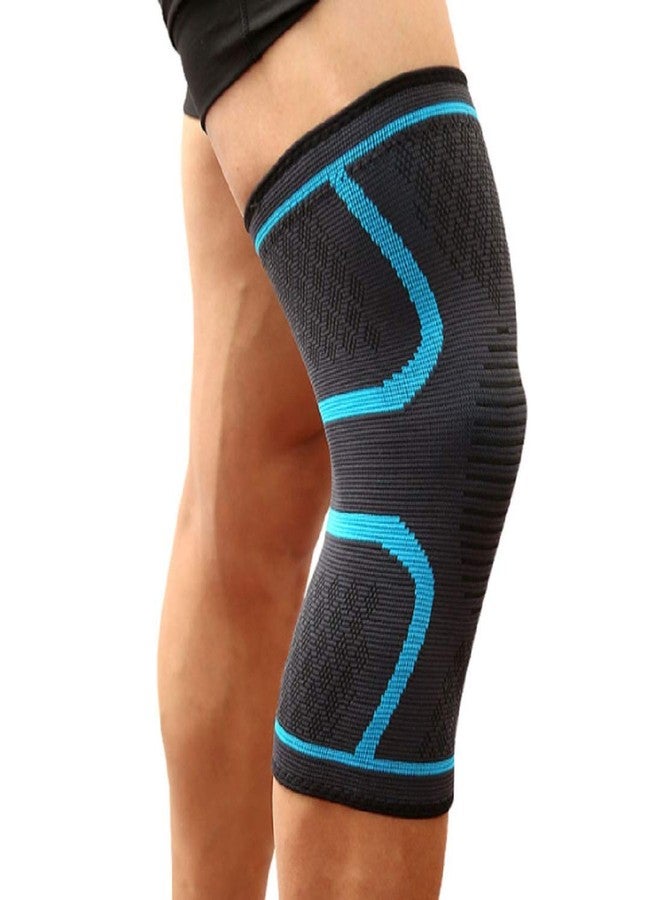 JERN® Nylon Elastic Compression Sport Kneepad for Gym Running Cycling, single Pcs (Blue, Medium) - Image 3