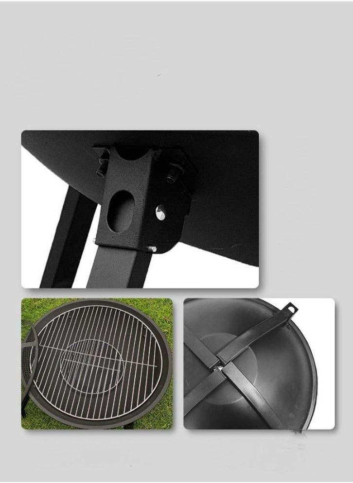Bluejw Portable Fire Pit Portable Circular Barbecue Grill With BBQ Grill And Carry Bag Black  - Image 3