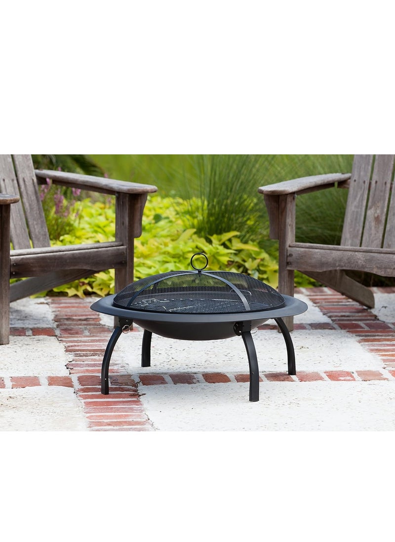 Bluejw Portable Fire Pit Portable Circular Barbecue Grill With BBQ Grill And Carry Bag Black  - Image 2