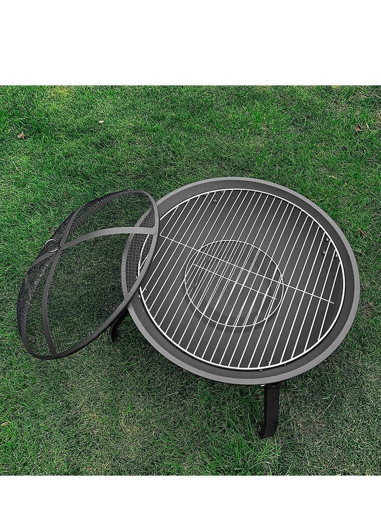 Bluejw Portable Fire Pit Portable Circular Barbecue Grill With BBQ Grill And Carry Bag Black  - Image 5
