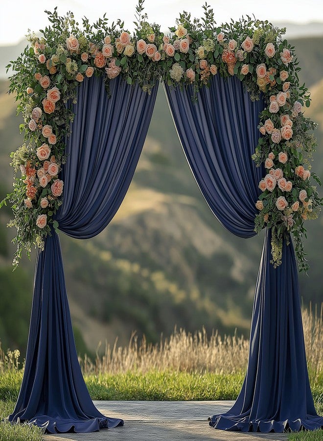ESGOTBME 10x10ft Wrinkle Free Navy Blue Backdrop Curtain for Parties Soft Fabric Drapes Wedding Blue Curtain Backdrop for Birthday Party Decorations Background for Photography 5x10ft, 2 Panels - Image 2