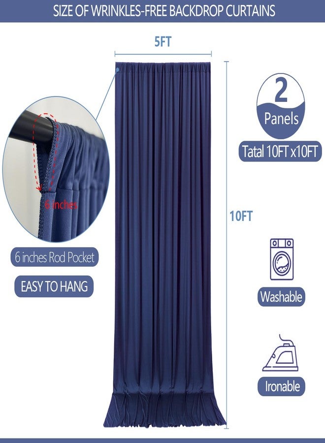 ESGOTBME 10x10ft Wrinkle Free Navy Blue Backdrop Curtain for Parties Soft Fabric Drapes Wedding Blue Curtain Backdrop for Birthday Party Decorations Background for Photography 5x10ft, 2 Panels - Image 4