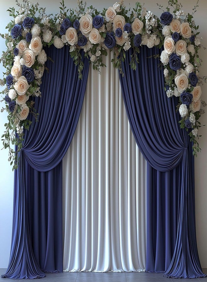 ESGOTBME 10x10ft Wrinkle Free Navy Blue Backdrop Curtain for Parties Soft Fabric Drapes Wedding Blue Curtain Backdrop for Birthday Party Decorations Background for Photography 5x10ft, 2 Panels - Image 5