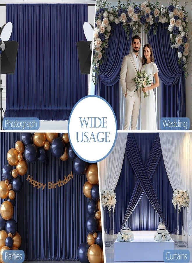 ESGOTBME 10x10ft Wrinkle Free Navy Blue Backdrop Curtain for Parties Soft Fabric Drapes Wedding Blue Curtain Backdrop for Birthday Party Decorations Background for Photography 5x10ft, 2 Panels - Image 3