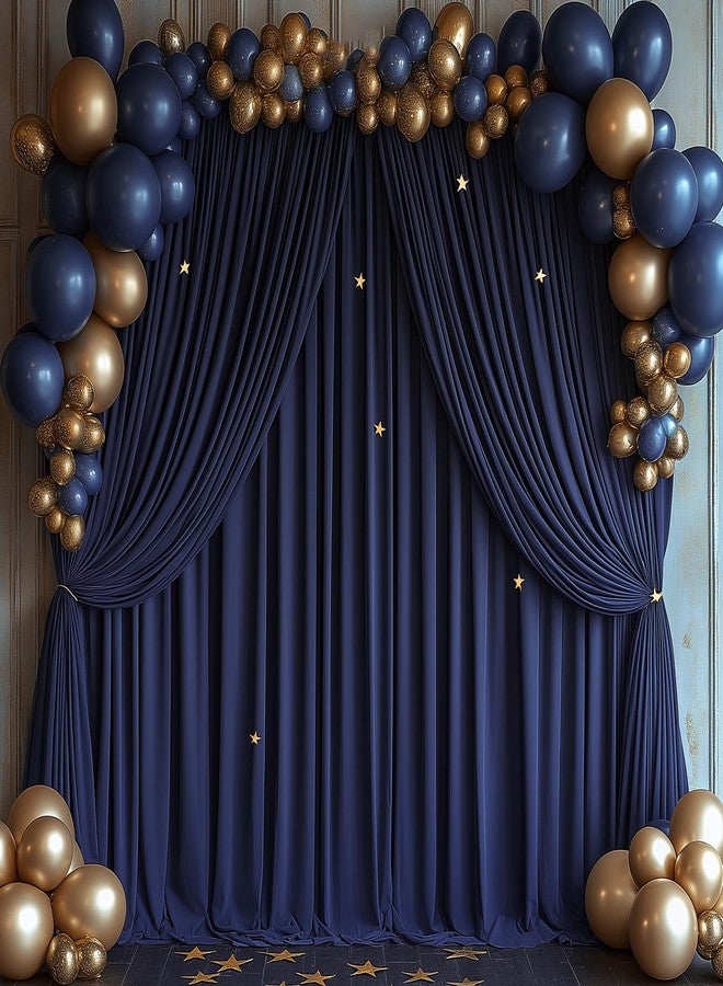 ESGOTBME 10x10ft Wrinkle Free Navy Blue Backdrop Curtain for Parties Soft Fabric Drapes Wedding Blue Curtain Backdrop for Birthday Party Decorations Background for Photography 5x10ft, 2 Panels - Image 1