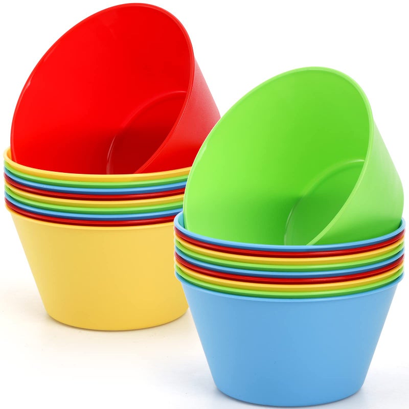 DEAYOU 20 Pack Plastic Bowls 27 OZ Unbreakable Cereal Bowls 6 Reusable Colorful Serving Bowl for Party Snack Soup Salad Children Microwave Dishwasher Safe