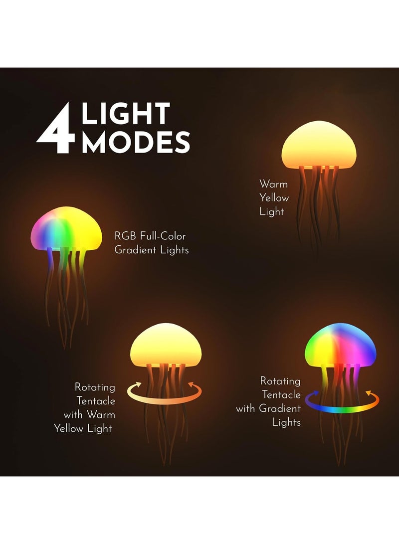 Floating Jellyfish Light Lamp – Voice-Controlled RGB Gradient with Moving Tentacles - Rechargeable Touch Sensor LED Lamp for Bedside, Living Room – Dancing Jellyfish Night Light for Kids & Adults – Fun & Relaxing Night Lamp for Home Decor