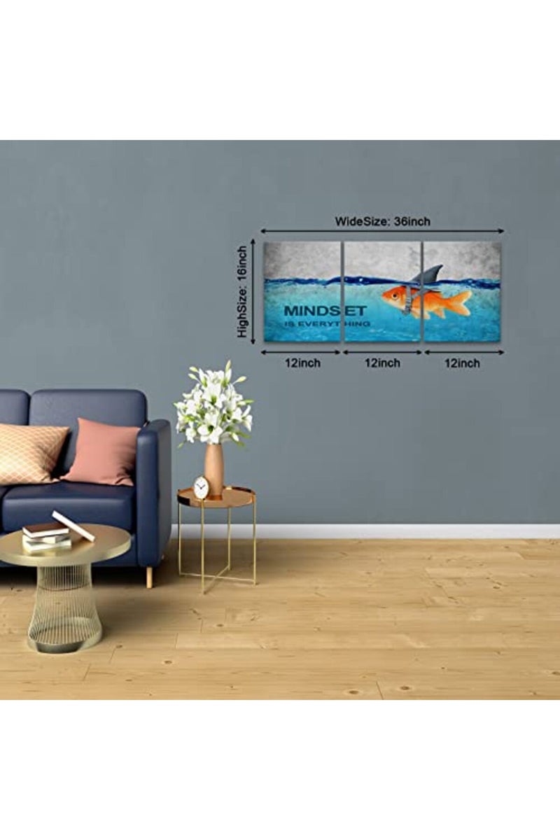 KAWAHONE Inspirational Quote Canvas Wall Art-Mindset is Everything Motivational Posters Framed - Image 2