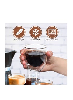 MARKQ Glass Coffee Cups 250ml Double Wall Coffee Mugs for Latte Cappuccino Espresso Milk Hot Drinks Tea Glass Cups [2 Cups]  - Image 3