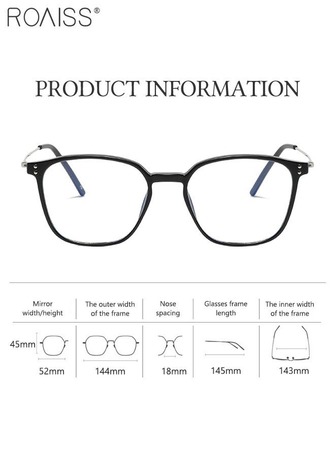 roaiss Blue Light Blocking Glasses Blue Light Filter Computer Reading Gaming TV Phones Square Eyeglasses Fashion Anti Eyestrain Headache Eyewear for Men Women Glossy Black Silver 52mm - Image 4