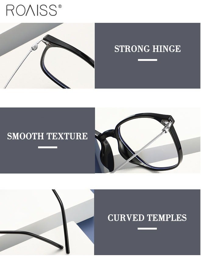 roaiss Blue Light Blocking Glasses Blue Light Filter Computer Reading Gaming TV Phones Square Eyeglasses Fashion Anti Eyestrain Headache Eyewear for Men Women Glossy Black Silver 52mm - Image 5