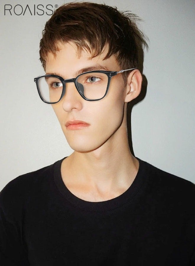 roaiss Blue Light Blocking Glasses Blue Light Filter Computer Reading Gaming TV Phones Square Eyeglasses Fashion Anti Eyestrain Headache Eyewear for Men Women Glossy Black Silver 52mm - Image 2