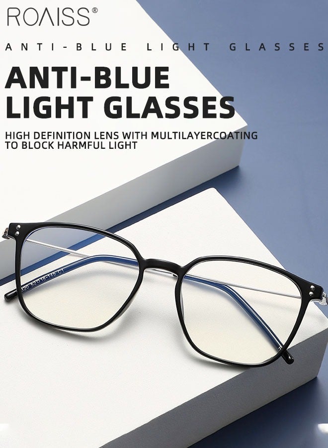 roaiss Blue Light Blocking Glasses Blue Light Filter Computer Reading Gaming TV Phones Square Eyeglasses Fashion Anti Eyestrain Headache Eyewear for Men Women Glossy Black Silver 52mm - Image 3