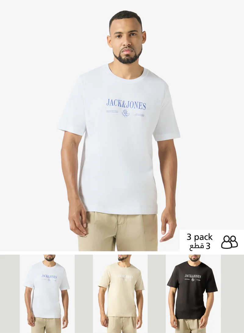 JACK & JONES 3 Pack Crew Neck T-Shirt