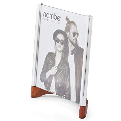 nambe Sky View Picture Frame, 8 by 10 - Inch | Photo Frame with Tempered Glass | Tabletop Display Family, Friends, Wedding Gift, Home Office Décor | Nambe Alloy, Acacia Wood and Glass - Image 2