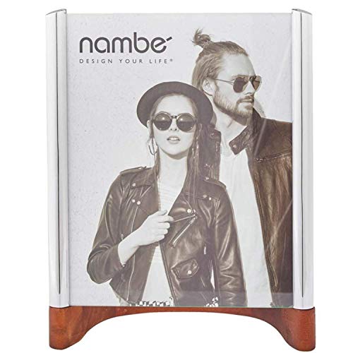 nambe Sky View Picture Frame, 8 by 10 - Inch | Photo Frame with Tempered Glass | Tabletop Display Family, Friends, Wedding Gift, Home Office Décor | Nambe Alloy, Acacia Wood and Glass - Image 1