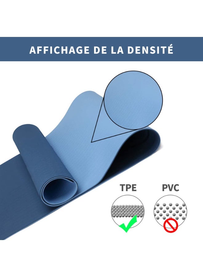 Nariele Yoga Mat Non Slip, Extra Thick 6MM TPE Workout Pilates Mats, Eco Friendly Fitness Exercise Mat for Women Men, Workout Mat with Carrying Strap and Storage Bag for Home Gym and Floor Exercises（Blue） - Image 3