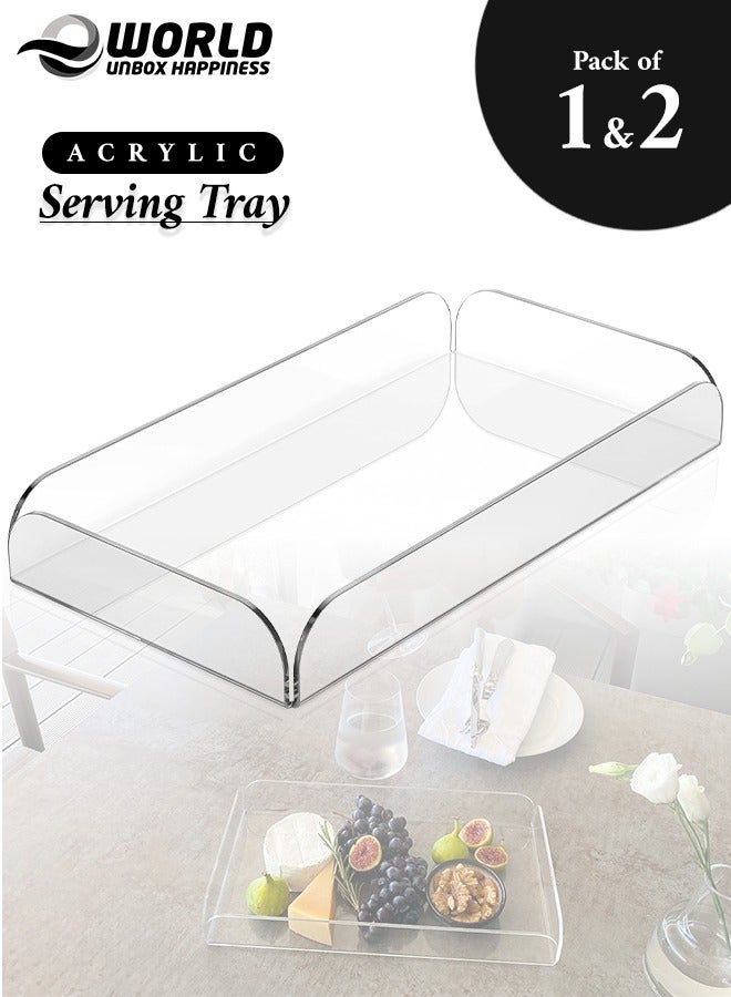 إي وورلد أوعية أكريليك شفافة متعددة الاستخدامات للتنظيم، مُنظم حمام أنيق، صينية تقديم الطعام، صينية مكتب متعددة الأغراض، صينية ديكورية من اللوسيت، والمزيد، متوفرة في عبوات من 1 و 2 - Image 1