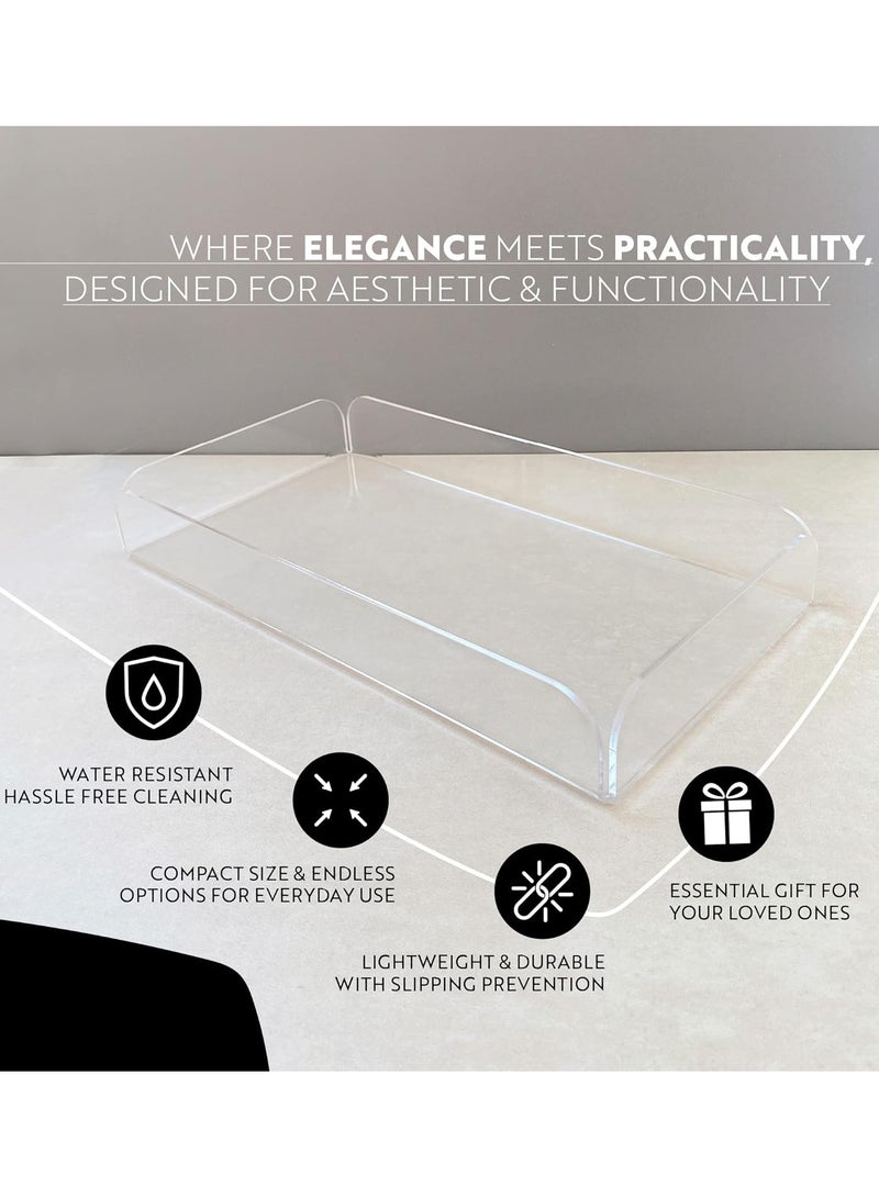 إي وورلد أوعية أكريليك شفافة متعددة الاستخدامات للتنظيم، مُنظم حمام أنيق، صينية تقديم الطعام، صينية مكتب متعددة الأغراض، صينية ديكورية من اللوسيت، والمزيد، متوفرة في عبوات من 1 و 2 - Image 3