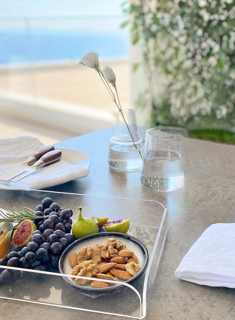 إي وورلد أوعية أكريليك شفافة متعددة الاستخدامات للتنظيم، مُنظم حمام أنيق، صينية تقديم الطعام، صينية مكتب متعددة الأغراض، صينية ديكورية من اللوسيت، والمزيد، متوفرة في عبوات من 1 و 2 - Image 4