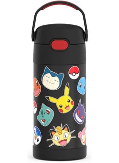 THERMOS THERMOS FUNTAINER Water Bottle with Straw - 12 Ounce, Pokémon - Kids Stainless Steel Vacuum Insulated Water Bottle with Lid  - Image 1