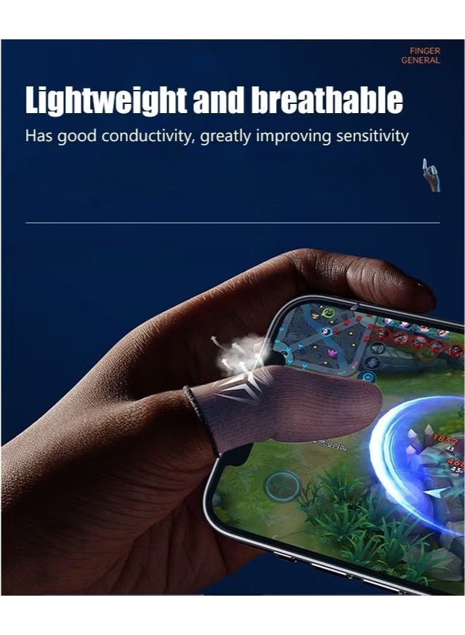 2 Pair Mobile Game Touch Screen Finger Sleeve, Super Highly Sensitive Feelers Smooth Operation Sweat Absorbing Odorless Breathable Seamless Touch Screen Finger Sleeve, For Pubg and Other Games Play  - Image 2