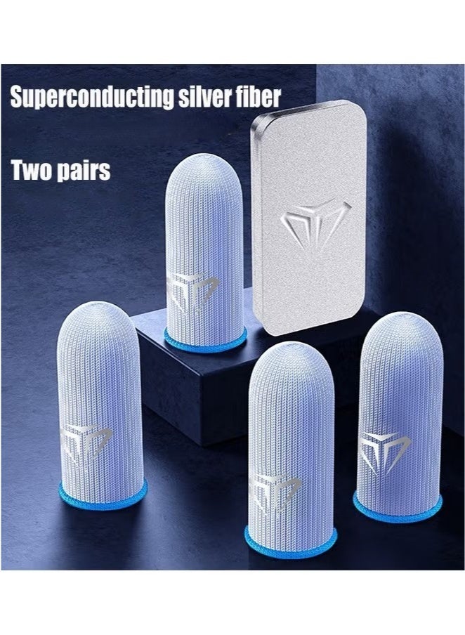 2 Pair Mobile Game Touch Screen Finger Sleeve, Super Highly Sensitive Feelers Smooth Operation Sweat Absorbing Odorless Breathable Seamless Touch Screen Finger Sleeve, For Pubg and Other Games Play  - Image 1